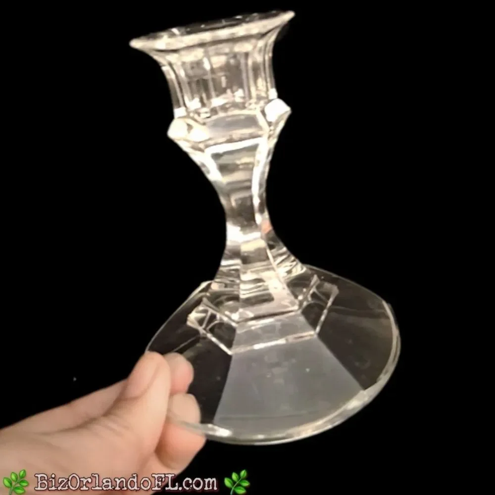 VINTAGE: Lot (3) Elegant Styles & Size Glass Candlestick Holders Art Glass Decor